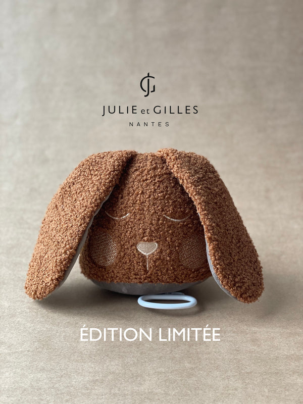 Doudou musical Made in France aux berceuses originales et soporifiques.La collection Doux lapins de Julie et Gilles a été conçue pour endormir bébé en douceur . Ce doudou musical aux longues oreilles pourra aisément s'attacher sur un lit à barreau ou bien même sur un porte manteau . Lignes épurées et style non genré les doux lapins proposent des berceuses plus originales les unes que les que les autres .Mouton bouclé. 