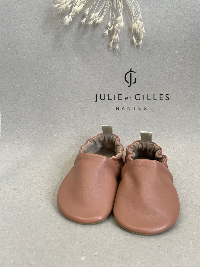 Les Tendres - Chaussons en cuir souple - Biscuit