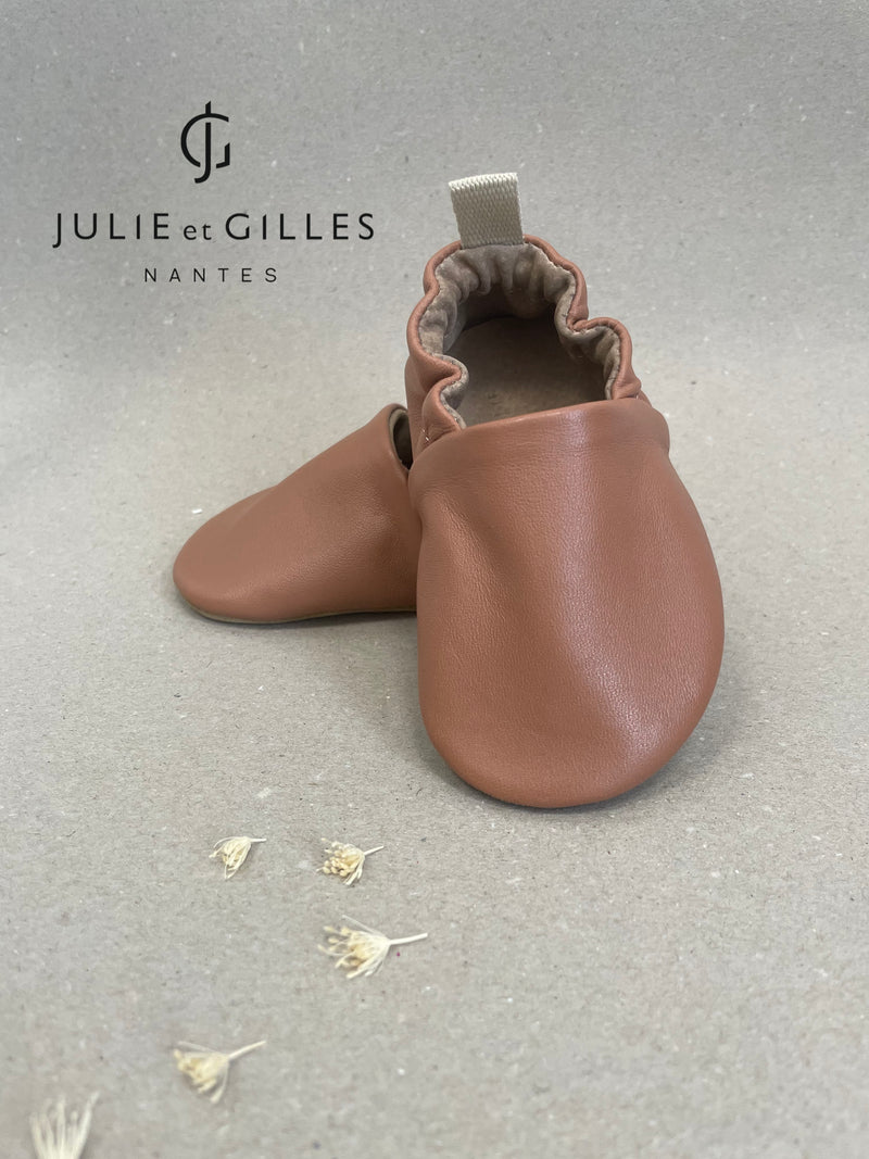Les Tendres - Chaussons en cuir souple - Biscuit